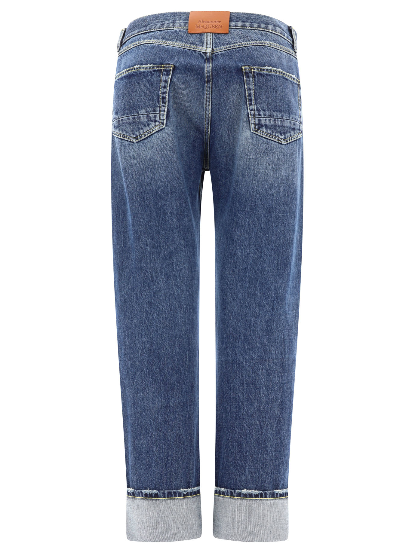 ALEXANDER MCQUEEN Blue Turn-up jeans